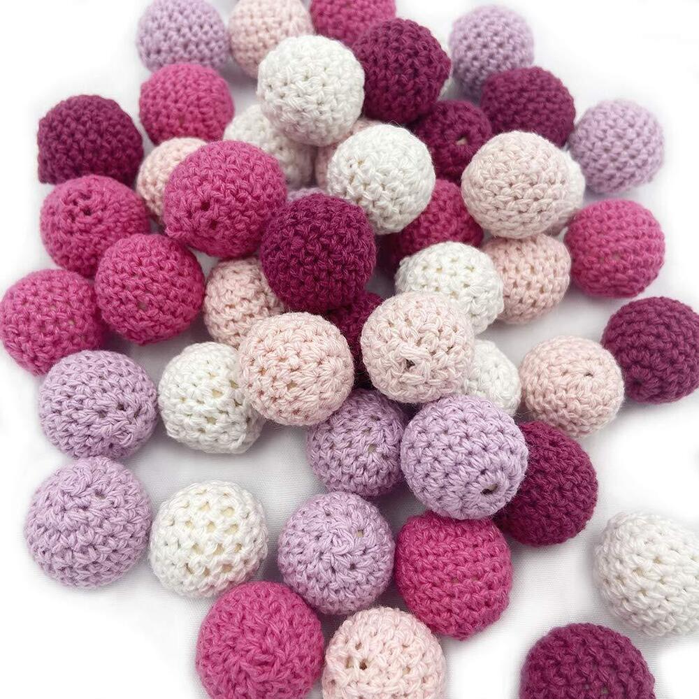 6436 Wooden Crochet Beads 20mm 50pc Red Beads for Jewelry Keychain Making